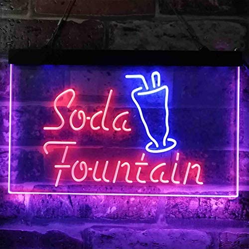 Soda Fountain Drinks Dual LED Neon Light Sign